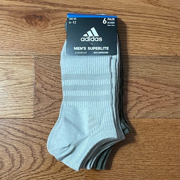 Adidas Superlite 3.0 6-Pack No-Show Socks - Size Large (6-12) - Picture 1 of 7